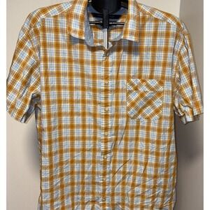 Vintage Tommy Hilfiger Orange Plaid Button Down Cotton Short Sleeve Mens XXL